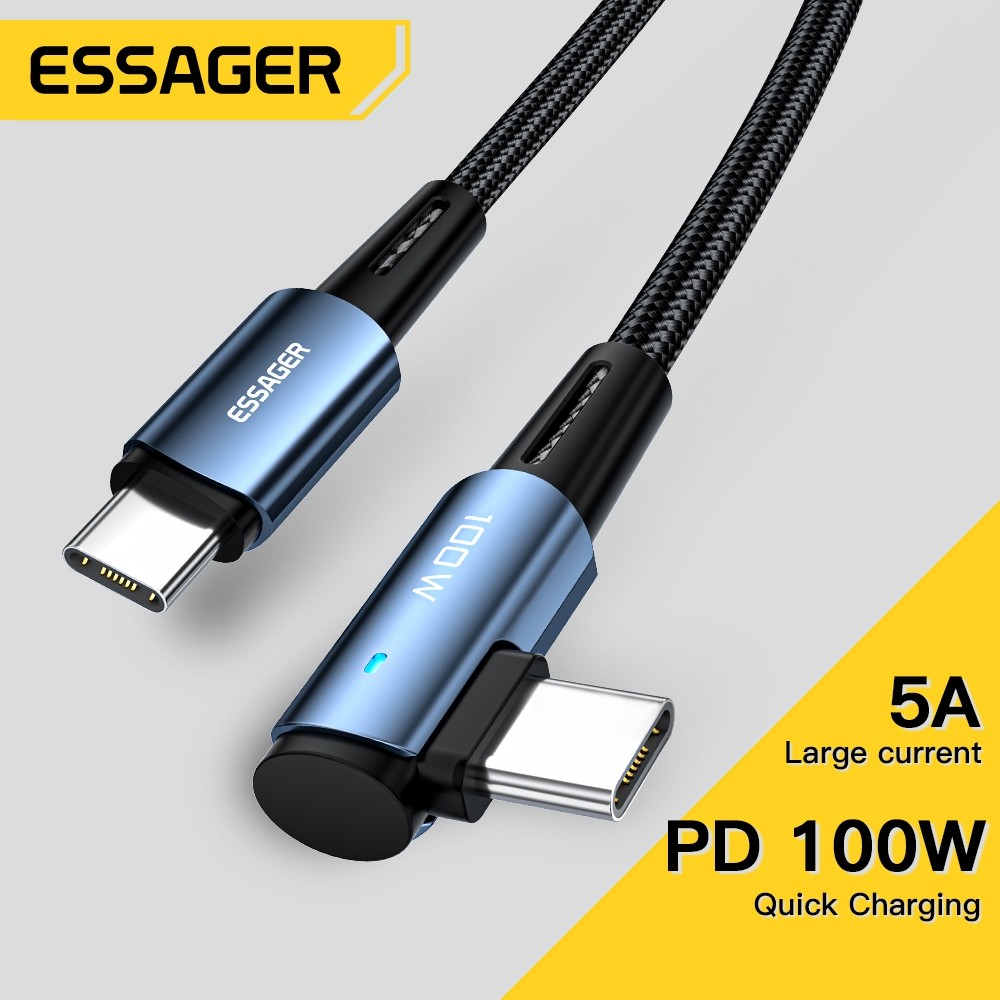 Terlaris Essager Siku PD Kabel Data100W 5A Type-C to Type-C  Siku Cable PD60W Fast Charging