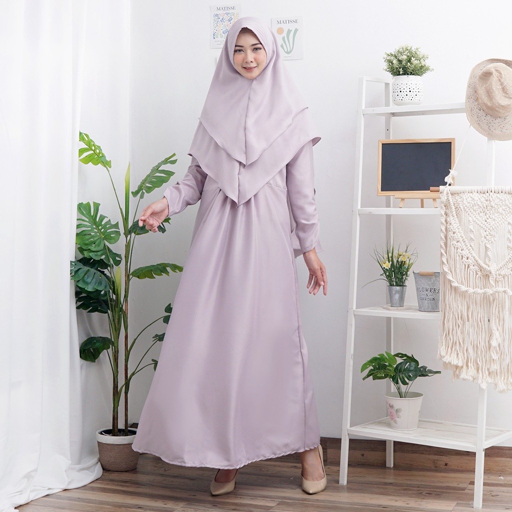 NAYRA SYARI GAMIS BUSUI JILBAB 2 LAYER UKURAN XL SET MURAH BUSUI POLOS MAXI DRESS GAMIS PESTA LEBARA