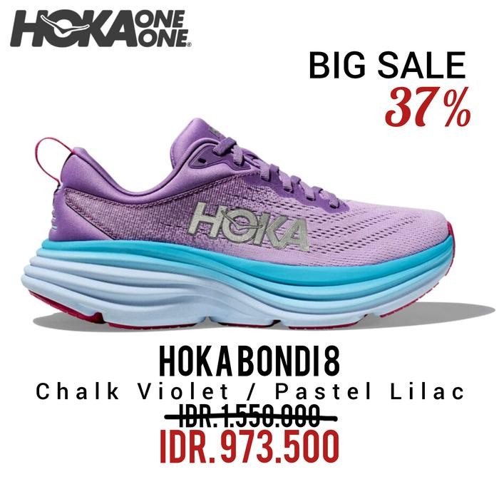 SEPATU RUNNING HOKA BONDI 8 CHALK VIOLET / PASTEL LILAC WOMEN RUNNING SHOES 100% ORIGINAL BNIB / SEP