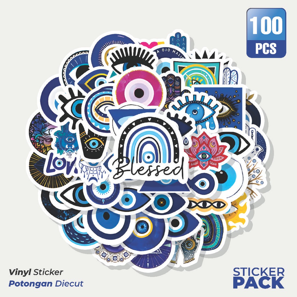 

Super Hemat! 100 PCS Stiker Evil Blue Eyes Series [Seri Mata Biru] Waterproof Aesthetic- Untuk Laptop, Motor, dan Helm - Paper Stationery Pack