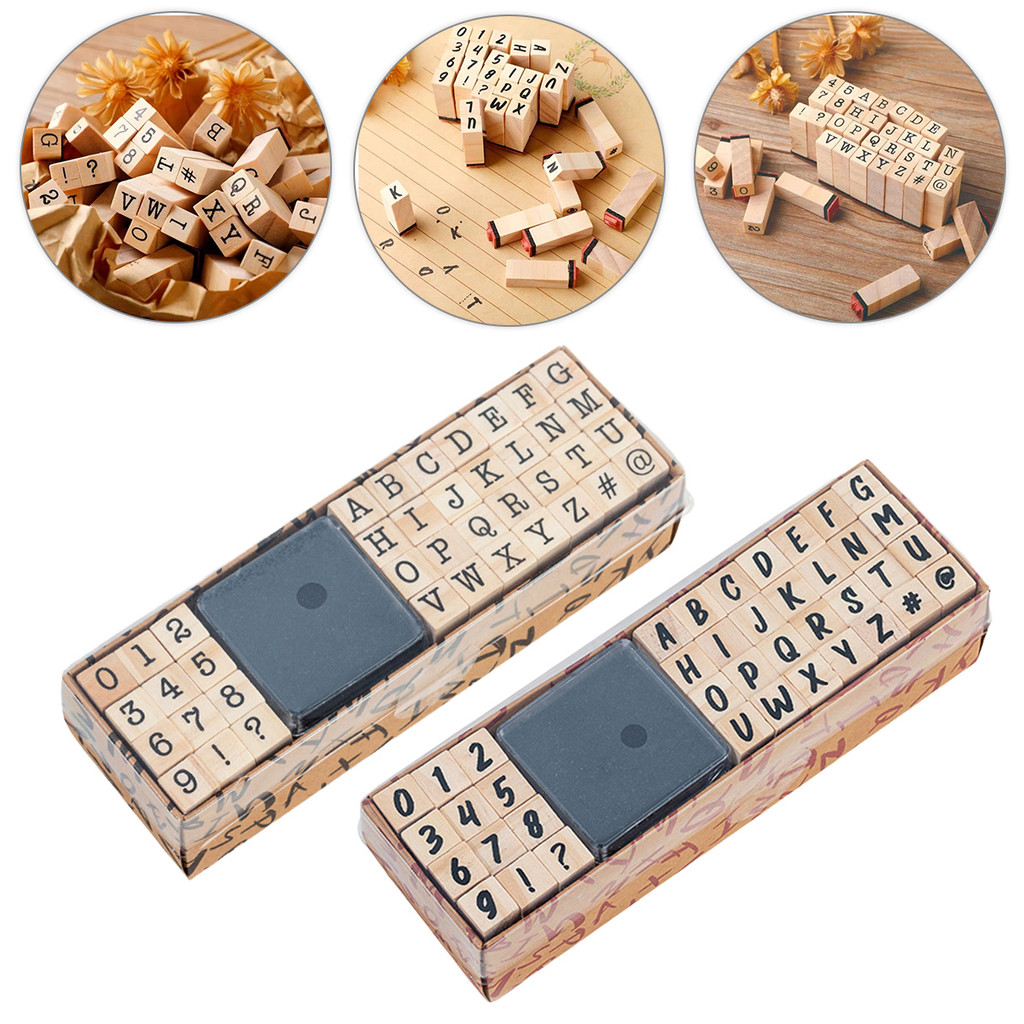 

Wooden Stamp / Paket Stempel Kayu Estetik / Alphabet And Number Stamp / Stamp Set Perlengkapan Kantor