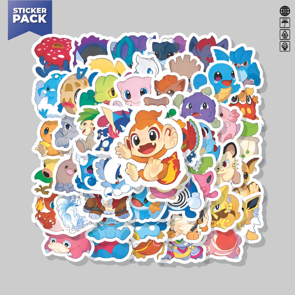 

[100PCS]Stiker Pack Stiker Anime Pokemon Series Aesthetic Vinyl Anti Air Dekorasi Sticker Laptop Buku Journal Koper Helm Casing HP Gitar Helm Skateboard