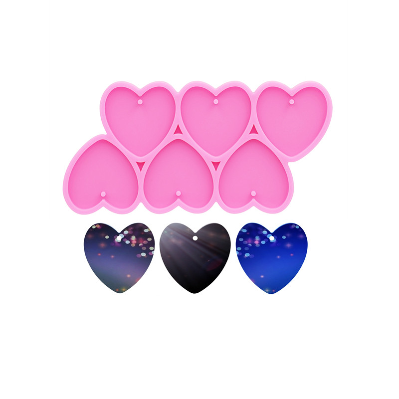 

GJ-226 Shiny Heart Shape DIY Epoxy Resin Silicone Mold Peach Heart Keychain Earrings Necklace Jewelry Accessories Molds