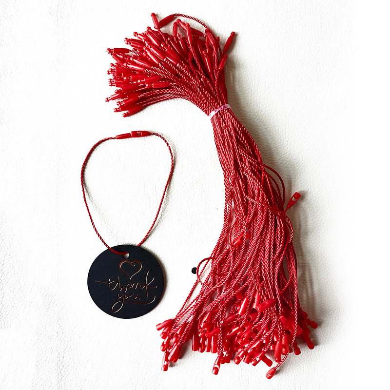

100Pcs/Set Garment Labels Red Rope String 20cm Clothing Tags Locks for Bag Toys Tags Cards DIY Apparel Sewing Decoration