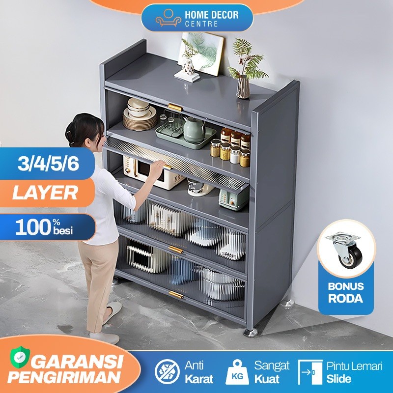 LEMARI DAPUR BESI 3 TINGKAT LEMARI PIRING BESI RAK DAPUR BESI SERBAGUNA RAK DAPUR