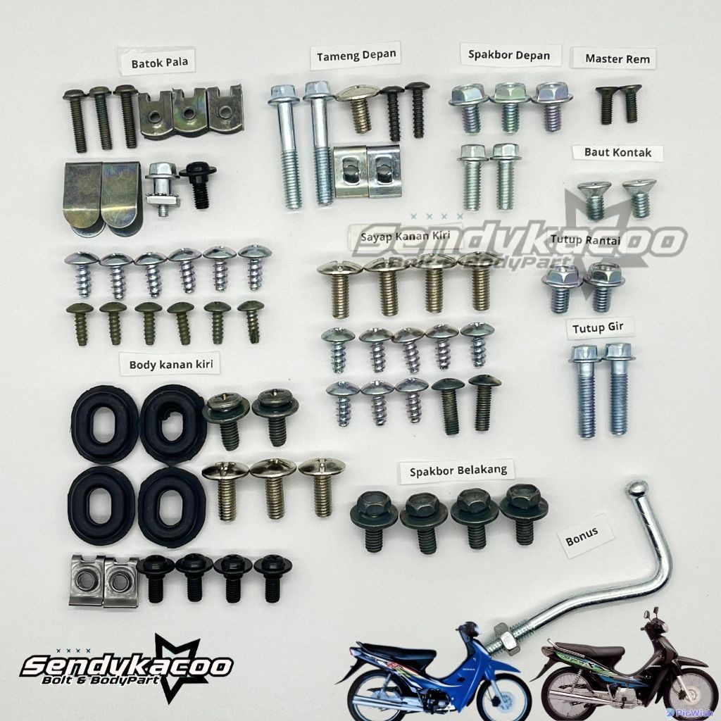 COD / Promo / Original / Baut Baud Skrup Full Body Supra X Lama Lengkap / Supra Fit Lama Motorcycle