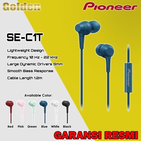 Pioneer SE-C1T / SE C1T /SEC1T In Ear Earphone Headset  - Pink