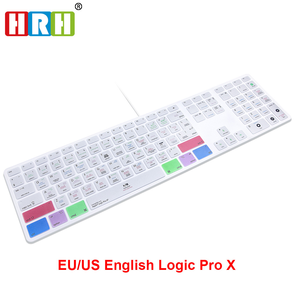 Logic Pro X Hot key Design Keyboard Cover US&EU For Apple Keyboard with Numeric Keypad Wired USB for