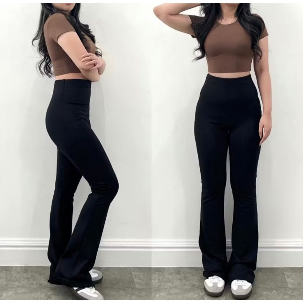 COD Celana Cutbray  Fit And Flare Pants Cutbray Scuba Pinggang Highwaist Bahan Stretch Melar Elastis