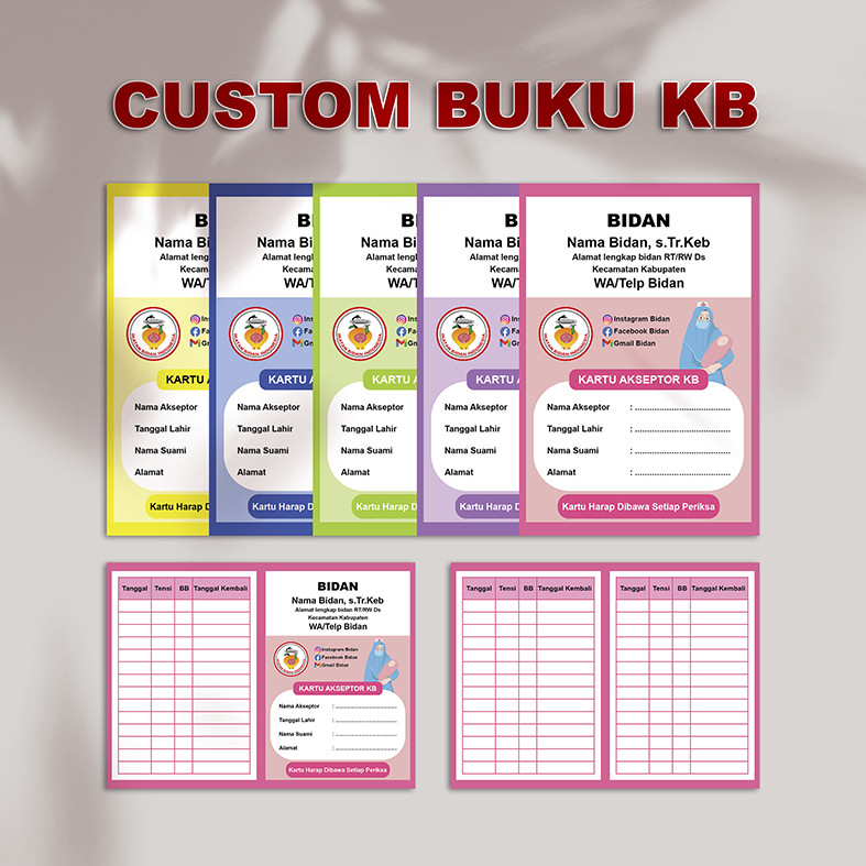 

Kartu KB/Buku KB Custom/Kartu Bidan/Kartu KB Custom