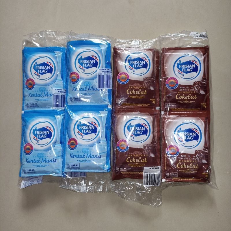 

Susu Frisian Flag Sachet Kental Manis Dan Coklat 38g 1 Renceng (6 Sachet)