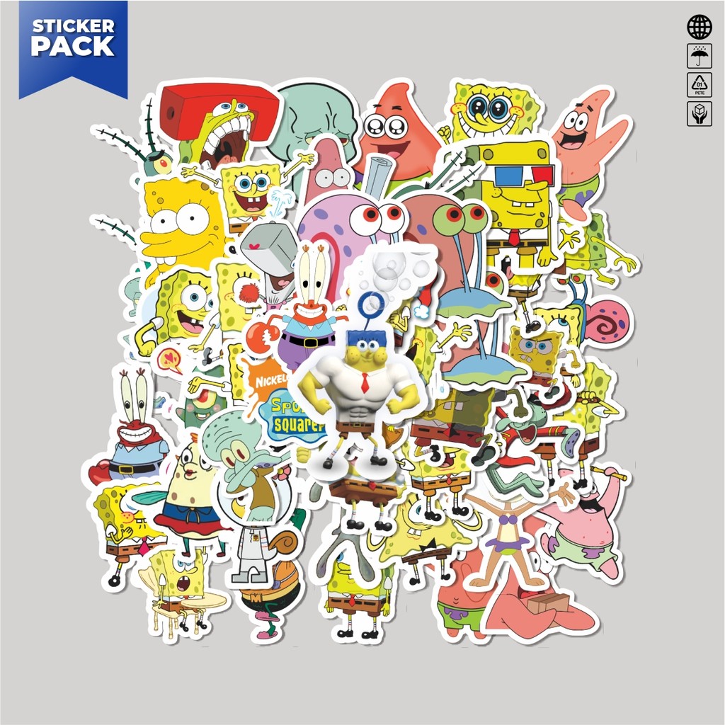 

[100PCS]Stiker Pack Stiker Spongebob Squarepants Universe Series Character Mix 3 Aesthetic Vinyl Anti Air Dekorasi Sticker Laptop Buku Journal Koper Helm Casing HP Gitar Helm Skateboard