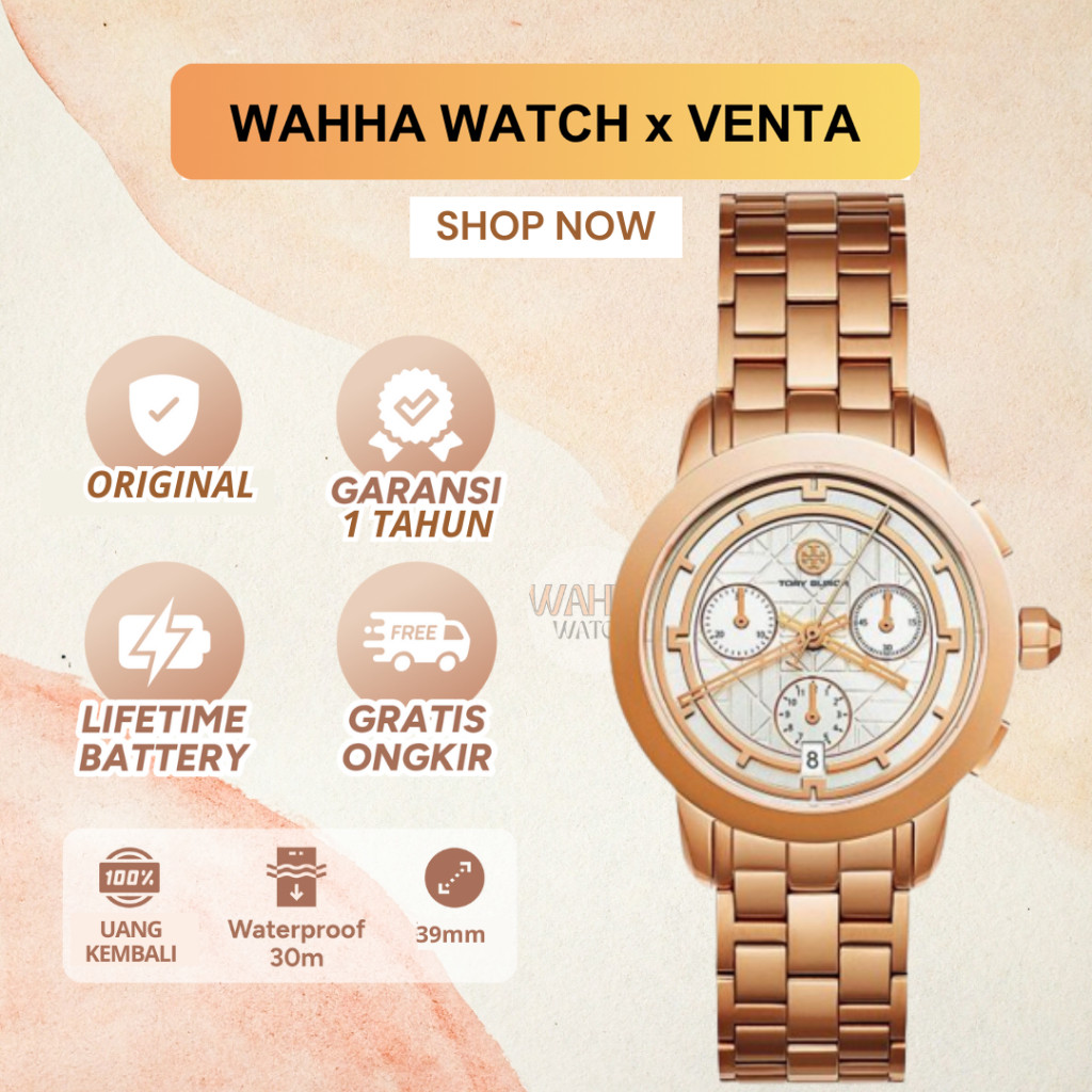 Jam Tangan Wanita Tory Burch TBW1033 / TBW-1033 Rose Gold-Tone Stainless Steel [BERGARANSI]