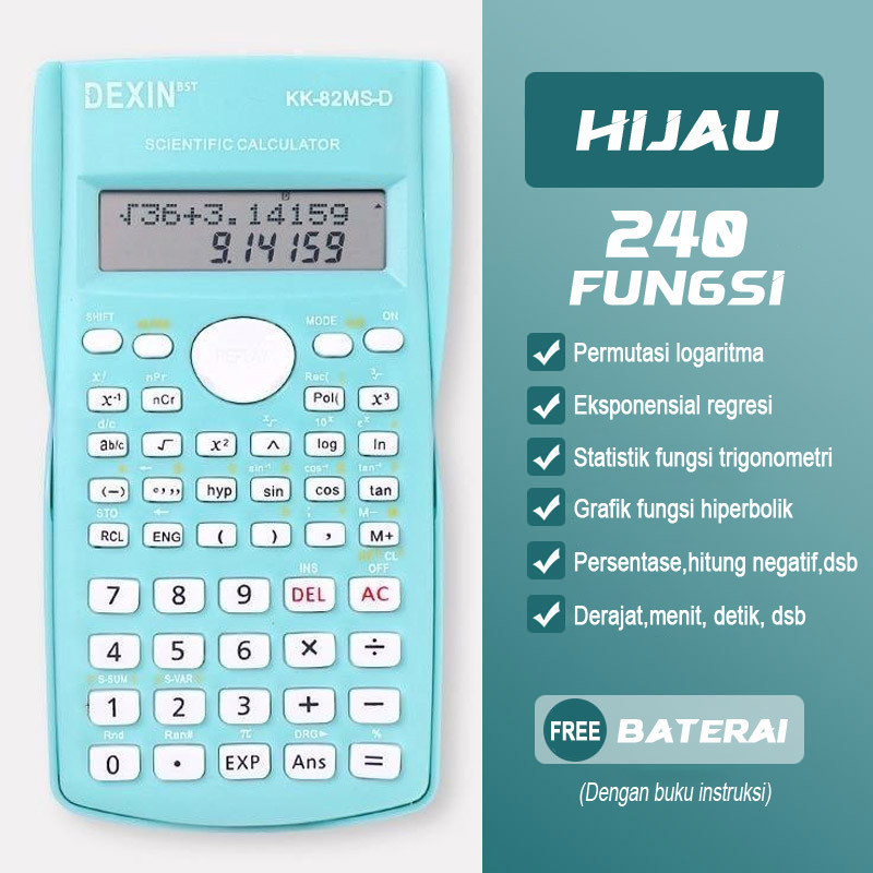 

KALKULATOR SCIENTIFIC 4 WARNA - Function Scientific Calculator dengan 240+ Fungsi, Kalkulator Ilmiah untuk Pelajar SMA/Kuliah, Fitur Logaritma