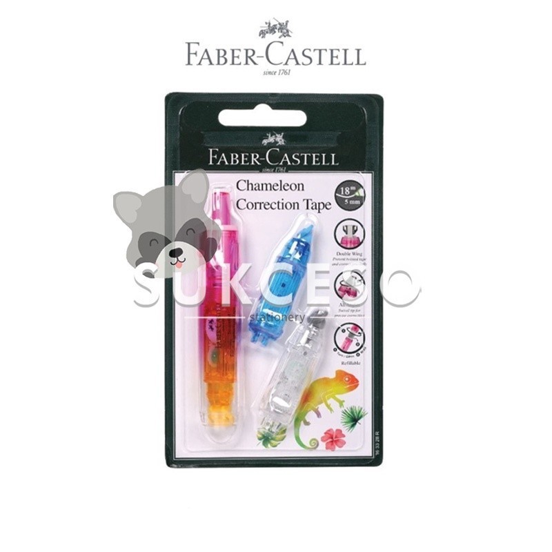 

Faber Castell Chameleon Correction Tape + 2 Refill Bar PINK / Tip Ex Pita Kertas