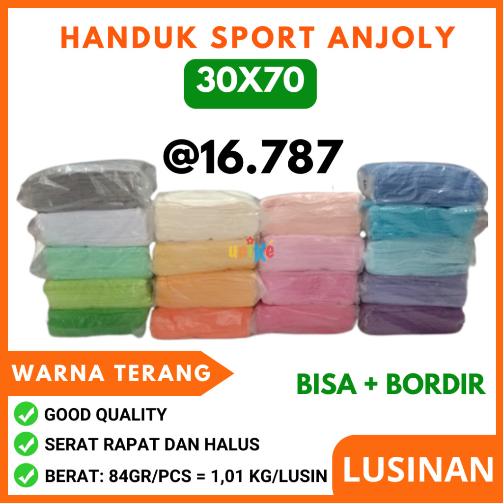 30x70 Handuk Kecil Olahraga / Handuk Kecil Souvenir Lusinan Anjoly TERANG Grosir Souvenir Handuk