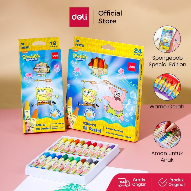 

Deli Krayon Minyak / Oil Pastel 24 warna Spongebob Special Edition EC218