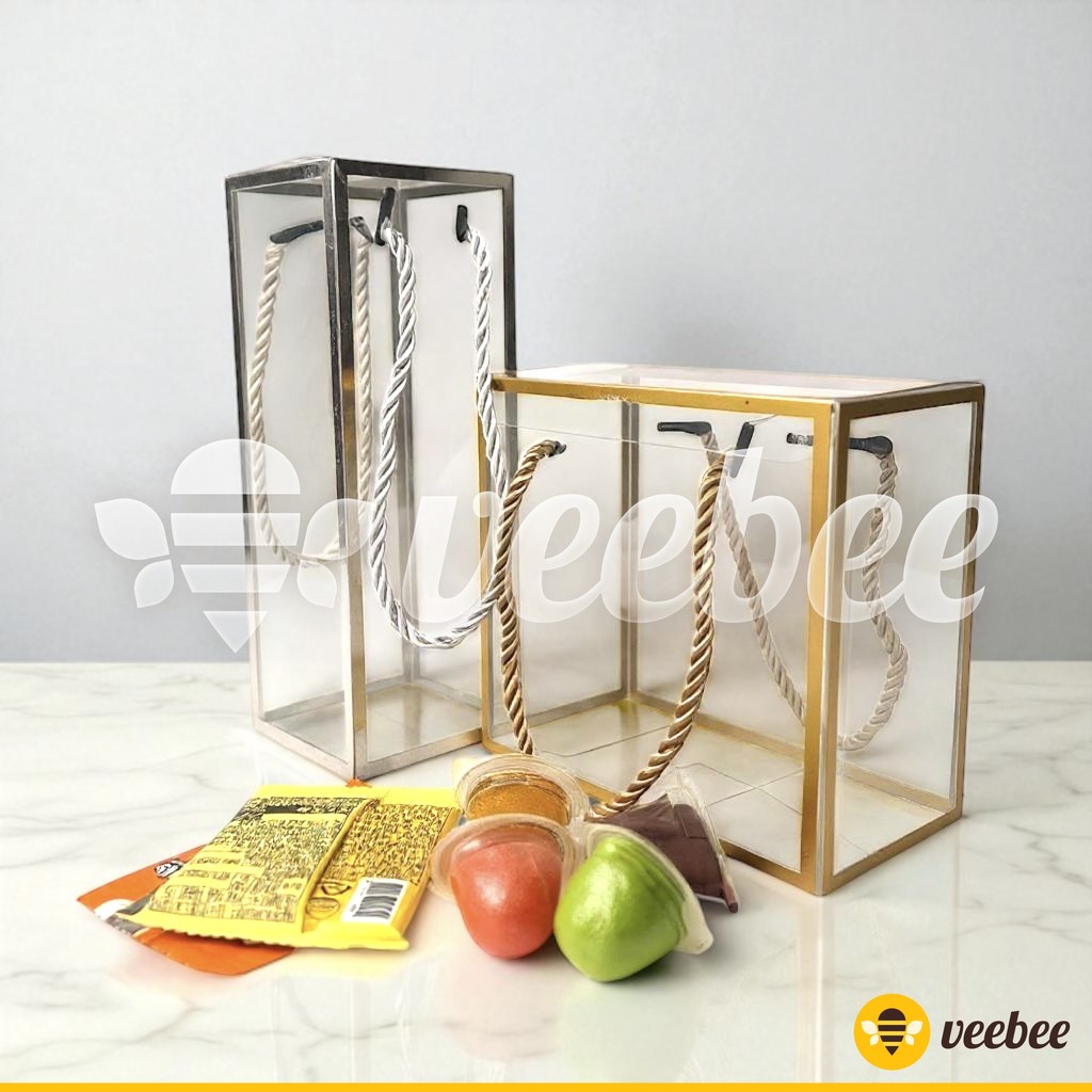 Box Mika Lis Emas Silver | Box Souvenir | Kotak Mika Tenteng | Kotak Souvenir