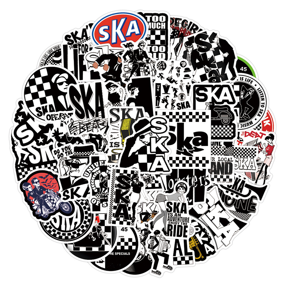 

10/30/55pcs Ska Reggae Music Stickers Personalized Graffiti Decals Skateboard Phone Guitar Cool Black White Sticker Decorations