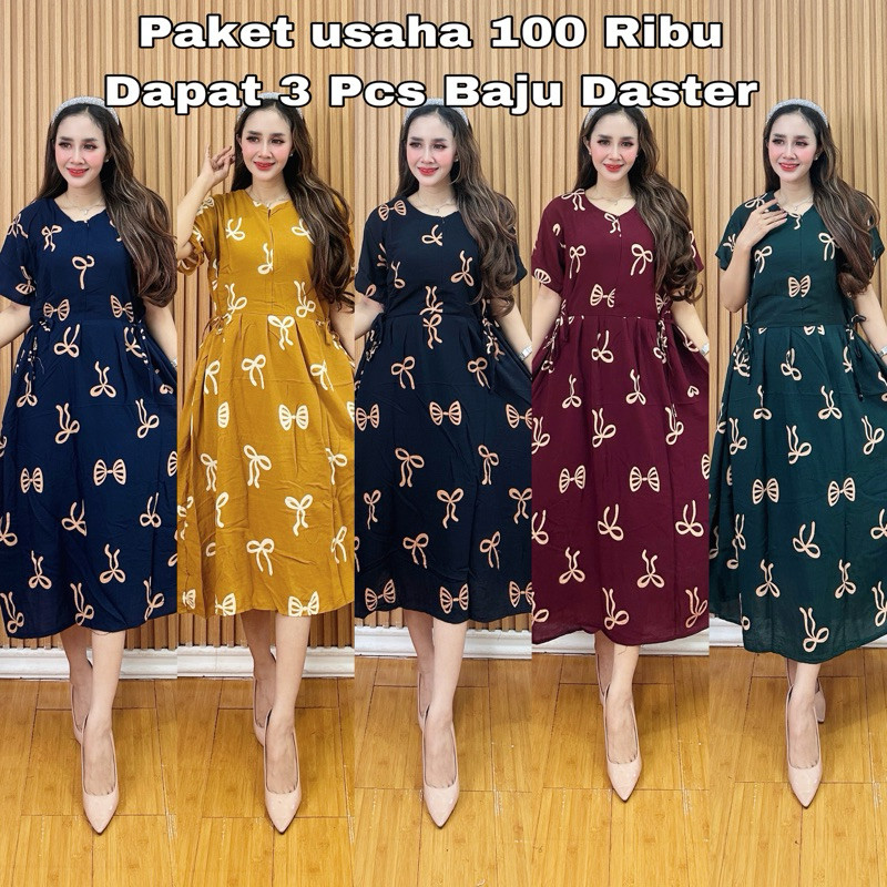 PAKET USAHA 100 RIBU DAPAT 3 PCS BAJU DASTER MOTIF PITA// PAKET HEMAT DASTER BUSUI // DASTER BUSUI M