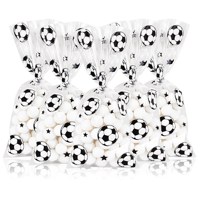 

25/50pcs Soccer Candy Bags Kids Boys Birthday Sport Football Themed Party Plastic Cookie Gift Packaging Bags Decoration Supply