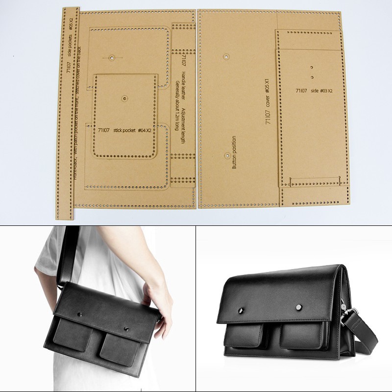 

YOMDID Shoulder Bags Man Leather Craft Template DIY Bag Making Leather Stencils Paper Molds Practical Handcraft Leather Tools
