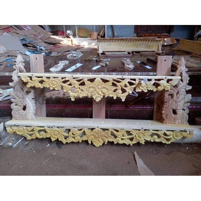 jagrak keris tempel tembok ukir naga kembar ukir bunga  KF34534