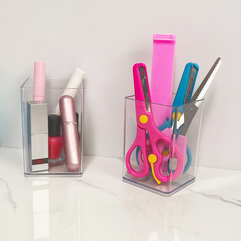 

1pc makeup brush storage bucket eyebrow pencil brush storage box simple transparent desktop pen holder