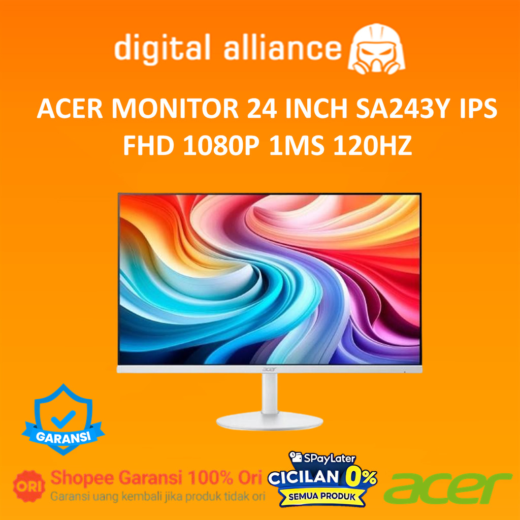 ACER MONITOR 24 INCH SA243Y IPS FHD 1080P 1MS 120HZ 3Y + 1Y ADP