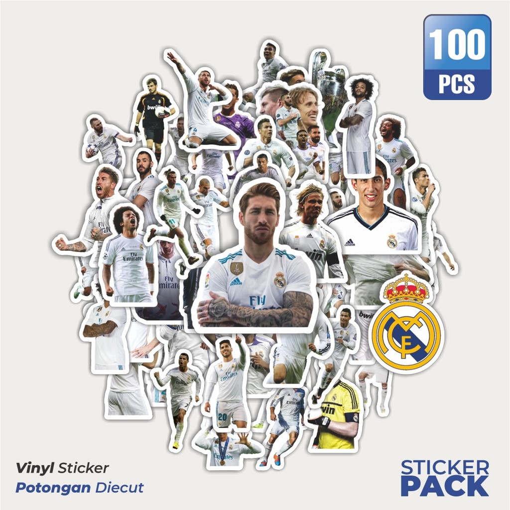

Super Hemat! 100 PCS Stiker Football Series Real Madrid FC Waterproof Aesthetic- Untuk Laptop, Motor, dan Helm - Paper Stationery Pack