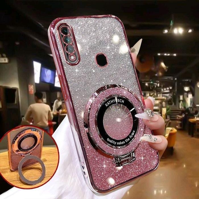 Casing OPO A31 2020 Soft Case Ring Standing Glitter Mangsafe Terbaru - OPO A31-2020, Hitam