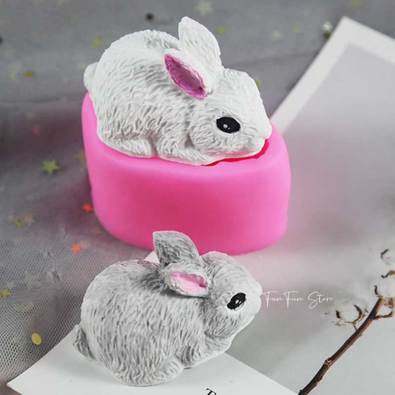 

3D Rabbit Silicone Candle Mold Easter Bunny Fondant Cake Chocolate Desser Silicone Mould Mousse Cookie Making Kitchen Tools