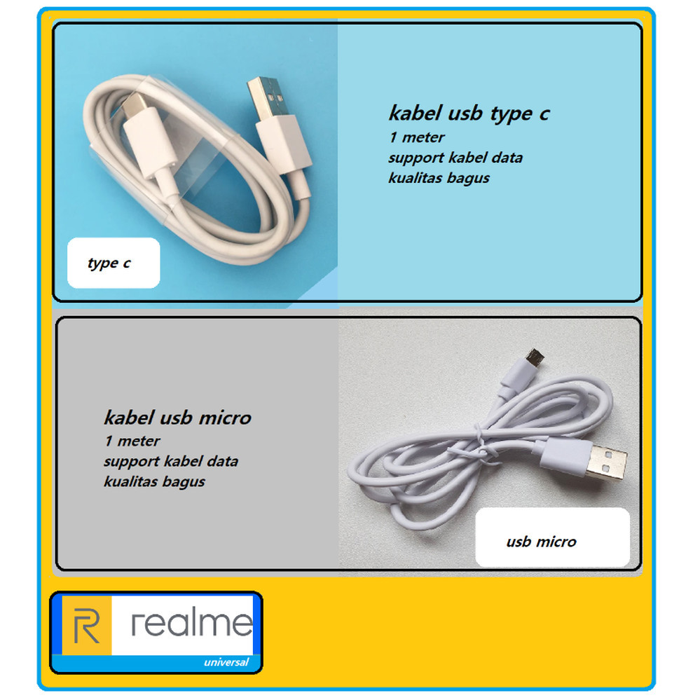 Usb C & micro  kabel charger realme narzo 20 (RMX2191 / RMX2193) - realme narzo 20A (RMX2050) - narz