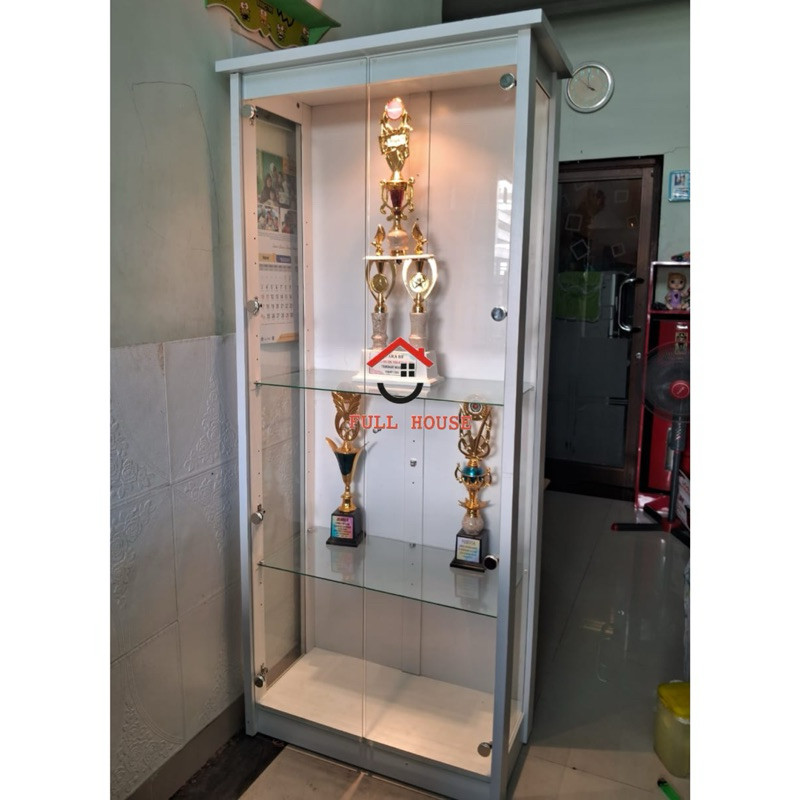 (fullhouse furniture) lemari hias kaca rak pajangan lemari tas parfum mainan 2 pintu kaca minimalis 
