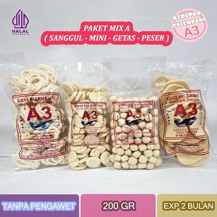 

Vanilla.storee PAKET MIX A - KERUPUK MINI PESER SANGGUL GETAS KEMPLANG IKAN TENGGIRI 800GR