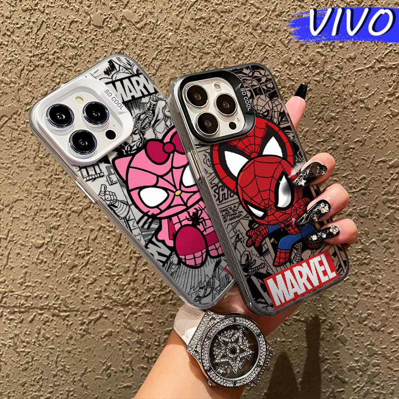 Keren SpiderMan Couple Hologram PC Case VIVO Y17s Y12 Y12S Y15s Y21 Y03 Y16 Y22 Y18 Y02 Y17 Y27s Y30