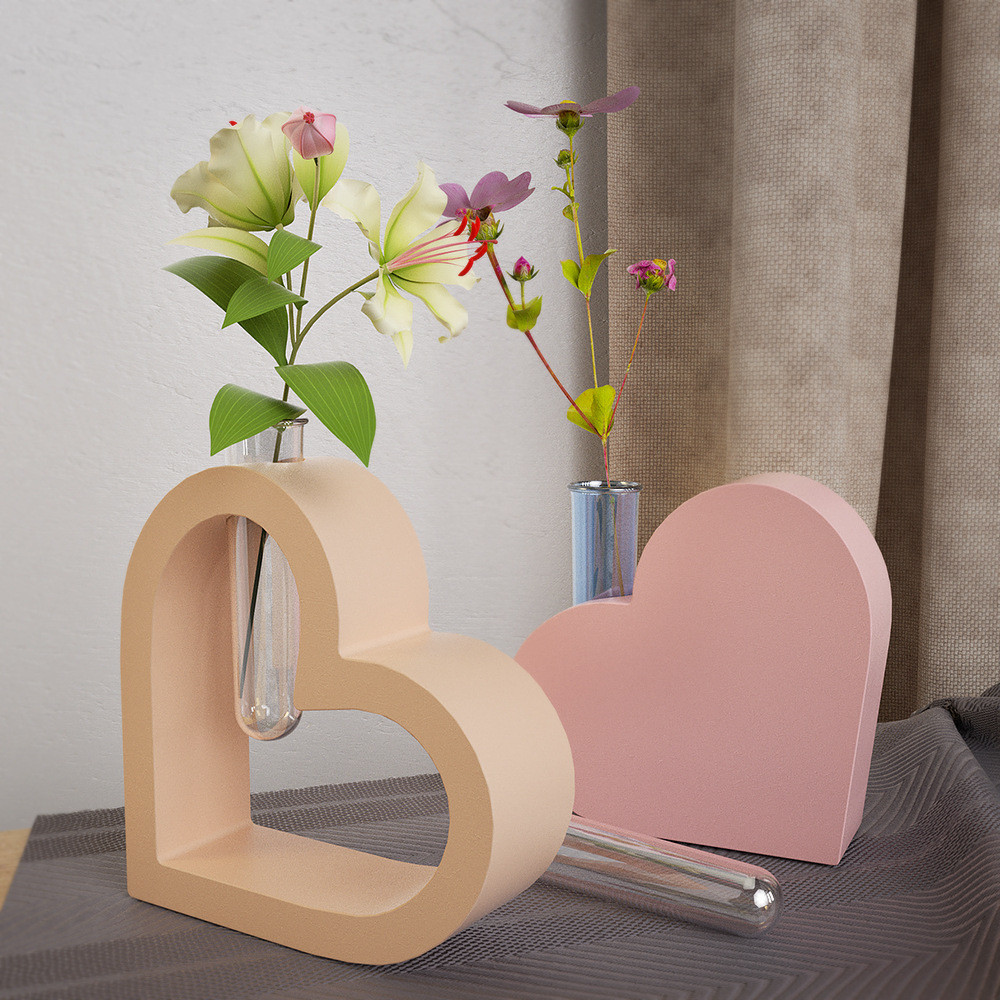 

Big Size Creative Hollow Heart Silicone Mold With Test Tube DIY Epoxy Resin Gypsum Cement Mold For Home Desktop Decoration
