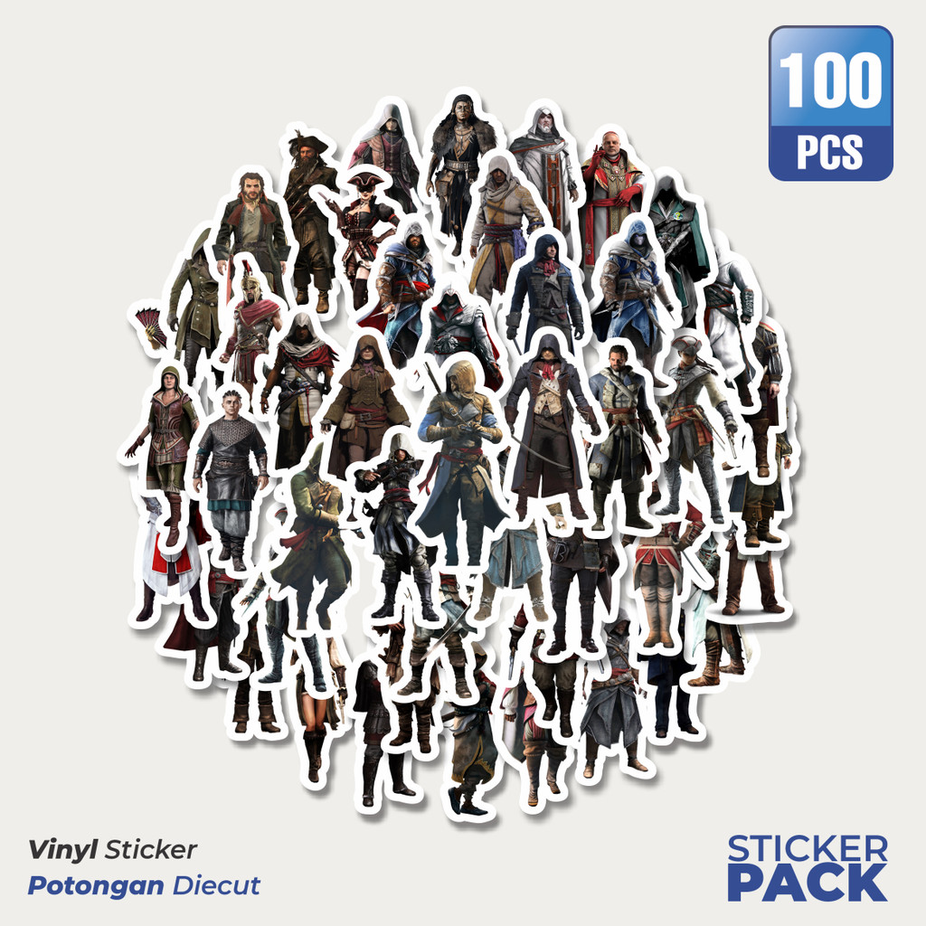 

Stiker Vinyl Stiker Game Series Assasin's Creed Universe Mix 3 Waterproof Aesthetic- Untuk Laptop, Motor, dan Helm - Paper Stationery Pack