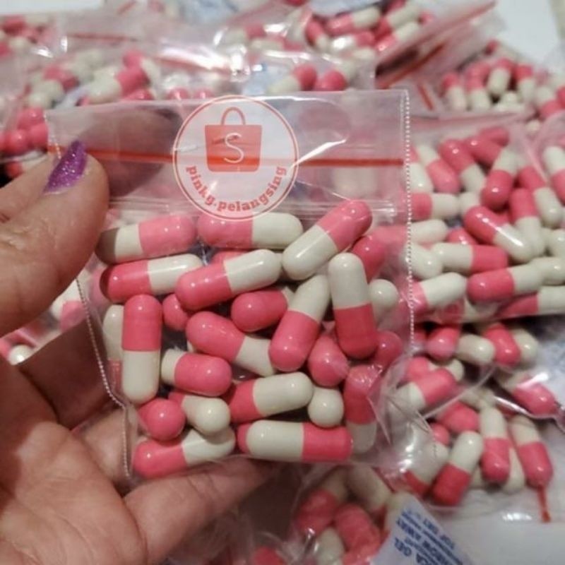 Pinky Pelangsing Strong Obat Diet Herbal Kapsul Diet Putih Pink ready stok