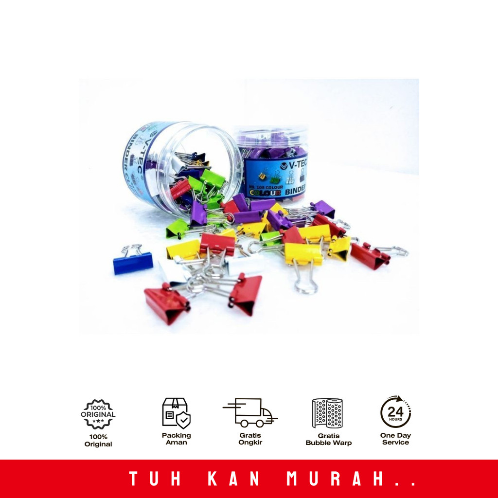 

V-TEC BINDER CLIP WARNA / TUBE NO. 111-48PCS/TUBE
