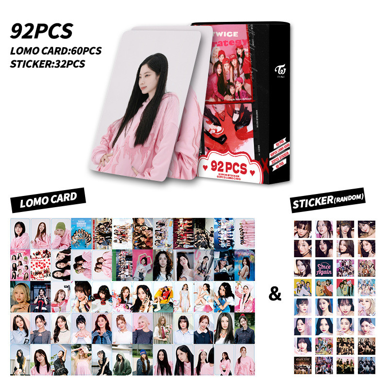 

92pcs/set Kpop TWICE Lomo Cards and Stickers Mini Photo Album STRATEGY HD Print High Quality Photocards Nayeon Jeongyeon Momo