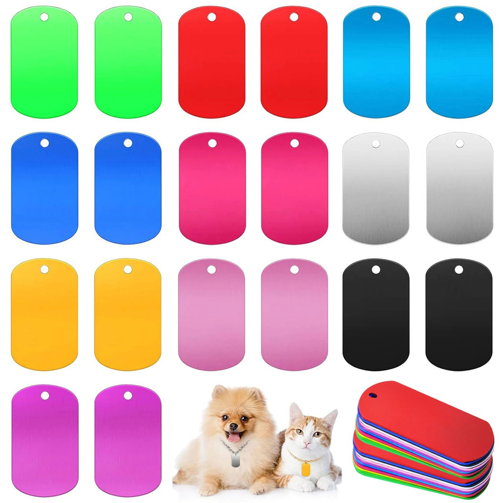 

Wholesale 100Pcs Stamping Blanks Aluminum Tags Nameplate Engraving Keychain Crafts Military Tag Dog ID Tags Personalized Signs