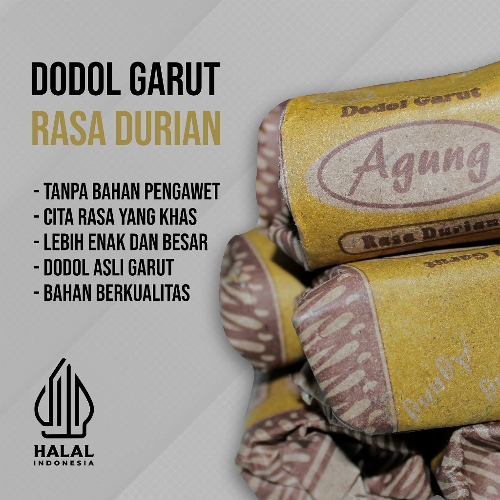 

Cemilan Dodol Garut Varian Rasa Durian Dodol Agung makanan khas Garut 1kg - 500gr - 250gr