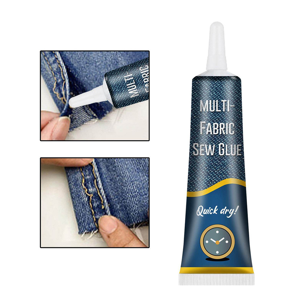 50ML Lem Kain Tanpa Jahit Super Kuat & Tahan Air Fabric Sew Glue Permanen untuk Pakaian, Jeans, Tas 