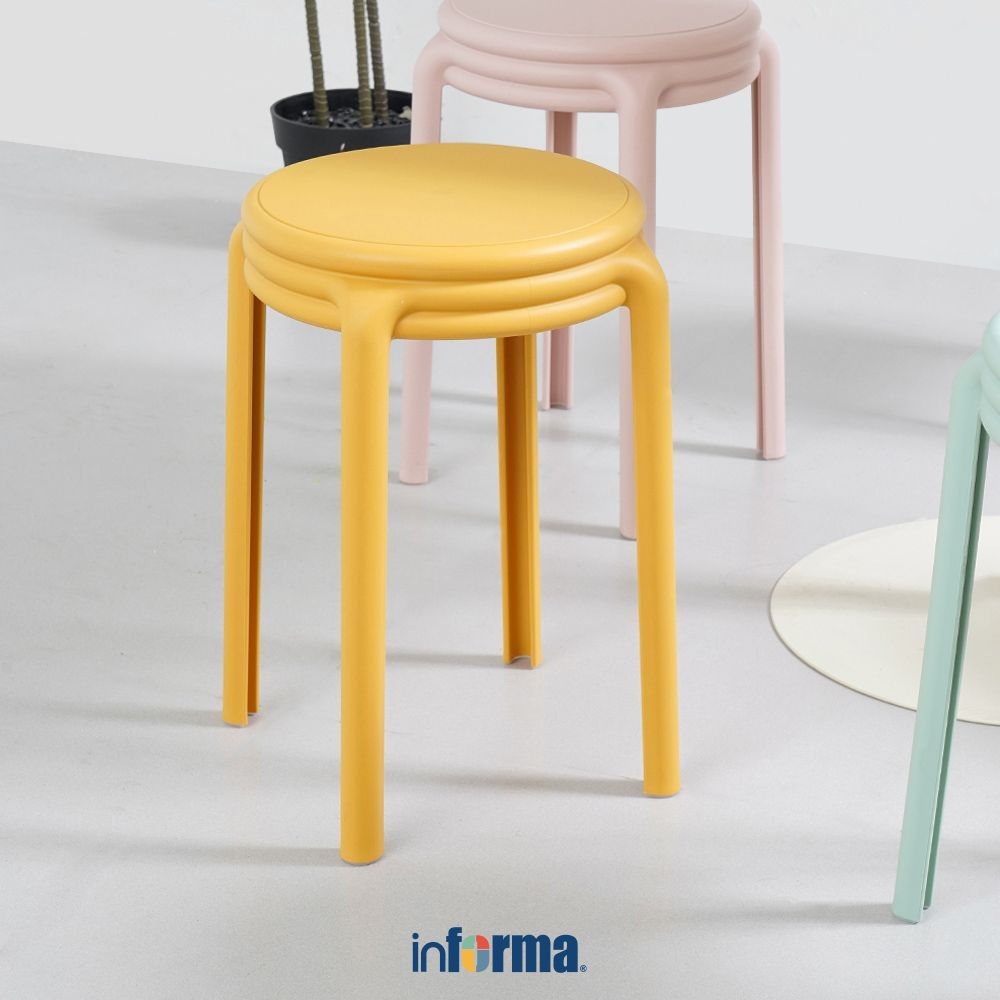 Informa Haldon Bangku - Kuning Mustard Multipurpose Stool Bangku Makan Cafe Restoran Serbaguna Furni