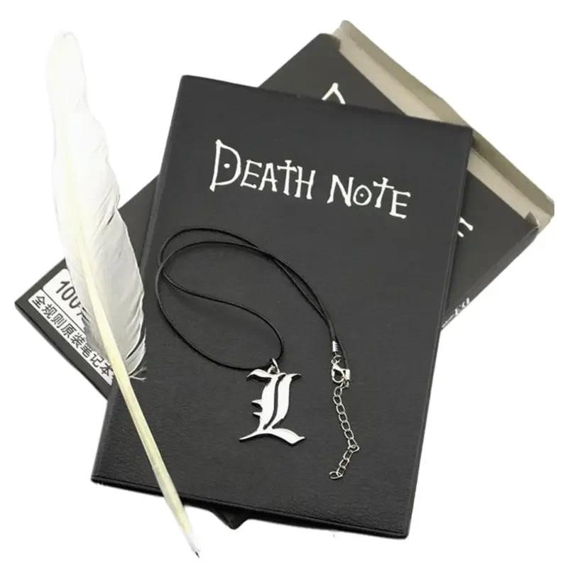 

Anime Notebook Set Leather Journal And Necklace Feather Pen Animation Art Writing Journal Notepad