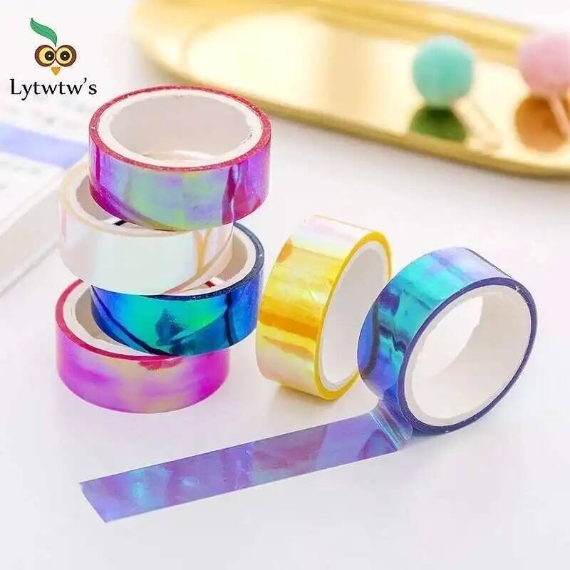 

5m Laser Glitter Washi Tape Decorative Adhesive Masking Scrapbooking Girl Album Stationery Tape stationery stickers photo Diary
