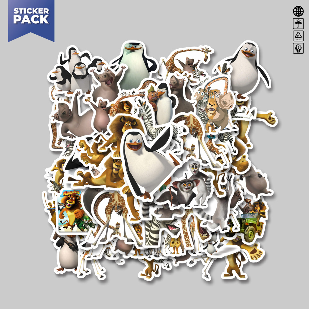 

[100PCS]Stiker Pack Dreamworks Series Madagascar Character Mix Aesthetic Vinyl Anti Air Dekorasi Sticker Laptop Buku Journal Koper Helm Casing HP Gitar Helm Skateboard