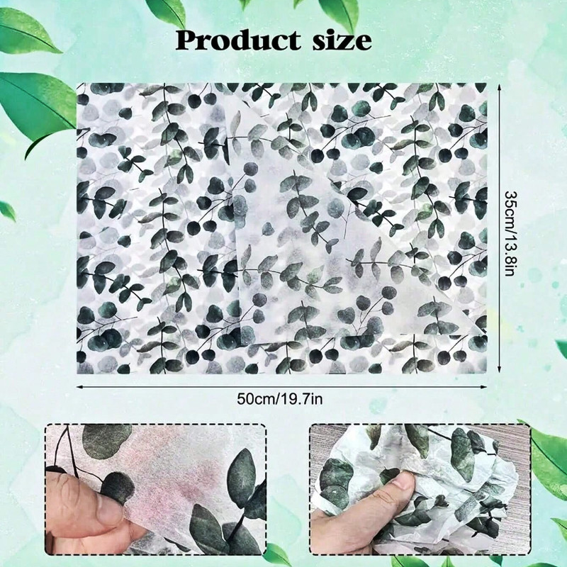 

20pcs gift wrapping paper, translucent and, unique plant design plant printed leaf wrapping paper, ideal