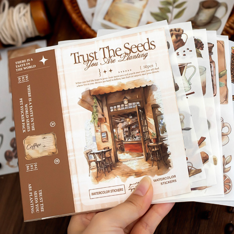 

4Style 50Sheets/pack earthly series sticker book for DIY handbook diary phone case calendar photo frame Laptop decoration